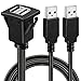 BATIGE Square Type C 3.1 and USB 3.0 Panel Flush Mount Extension Cable for Car Truck Boat Motorcycle Dashboard Panel - 3ft