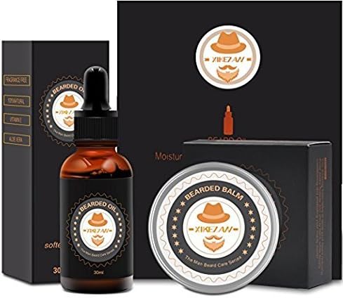 XIKEZAN Beard Growth Kit w/Unscedted Beard Conditioner Oil,Beard Butter Balm for Styling Shaping &amp; Growth