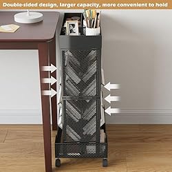 COVAODQ Book Cart with Wheels Mobile Bookshelf