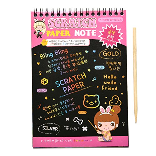 Mziart Rainbow Scratch Art Paper Doodle Pad Drawing Notes for Kids (10-Sheets, Medium Size Pink) Mziart Rainbow Scratch Art Paper Doodle Pad Drawing Notes for Kids (10-Sheets, Medium Size Pink)