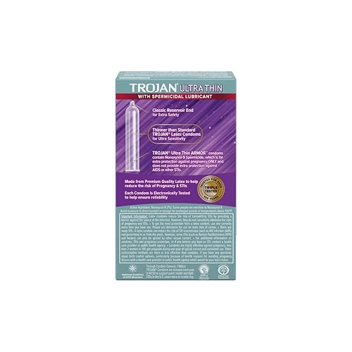 Trojan Ultra Thin Latex Condoms, Spermicidal Lubricant, 12-Count Boxes  (Pack of 3) in Kenya | Whizz Condoms