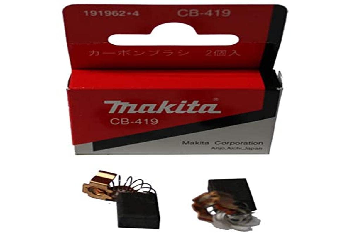 Makita MAKITA CB419 Carbon Brushes, 1 Pair, Straight Wire, Carbon Steel, Silicon Carbide, Medium Grit, Compatible with Makita Machines