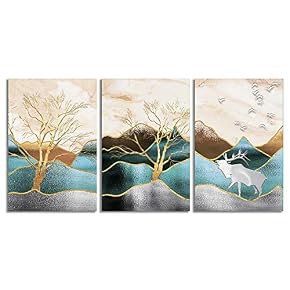 NWT Canvas Wall Art Abstract Deer in Forest...