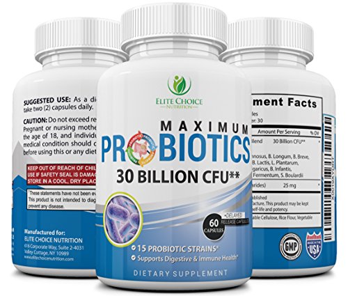 30 Billion Probiotic Pills with Prebiotics & 15 Strains - Weight Loss & Digestive Health Support - High Potency – Suitable for Men & Women - with 60 Patented Delayed Release Capsules