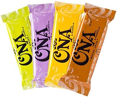 Ona Bars, Organic, Paleo Friendly, Gluten Free and Delicious! Twelve 1.9 oz. packages (3 of each flavor: Chocolate, Honey Nut, Peanut Ginger, Mocha Java)