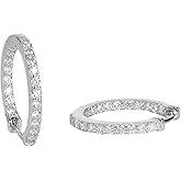 Moissanite Hoop Earrings for Women 925 Sterling Silver Huggie Earrings – D Color VVS1 Moissanite Diamond Hoops, 18K White Gold Plated, Hypoallergenic Small Hoop Earrings for Women with GRA Certificate