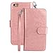 idudu iPhone 6 Plus/iPhone 6S Plus Case, Luxury PU Leather Wallet Flip Cover Case with Credit Card Holder Built-in 9 Card Slots & Wrist Strap for iPhone 6 Plus/iPhone 6S Plus 5.5 Inch (Rose Gold)
