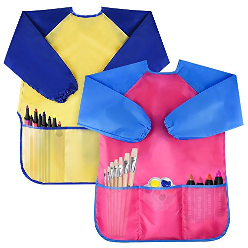 Bassion 4 Pack Kids Art Smocks Toddler Smock Waterproof Artist Painting
