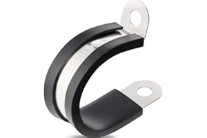 OURU 50PCS Cable Clamps 1 Inch 304 Stainless Steel Cable Clamps Rubber Coated Cushioned Insulated Cable Clamp,Automotive Wire