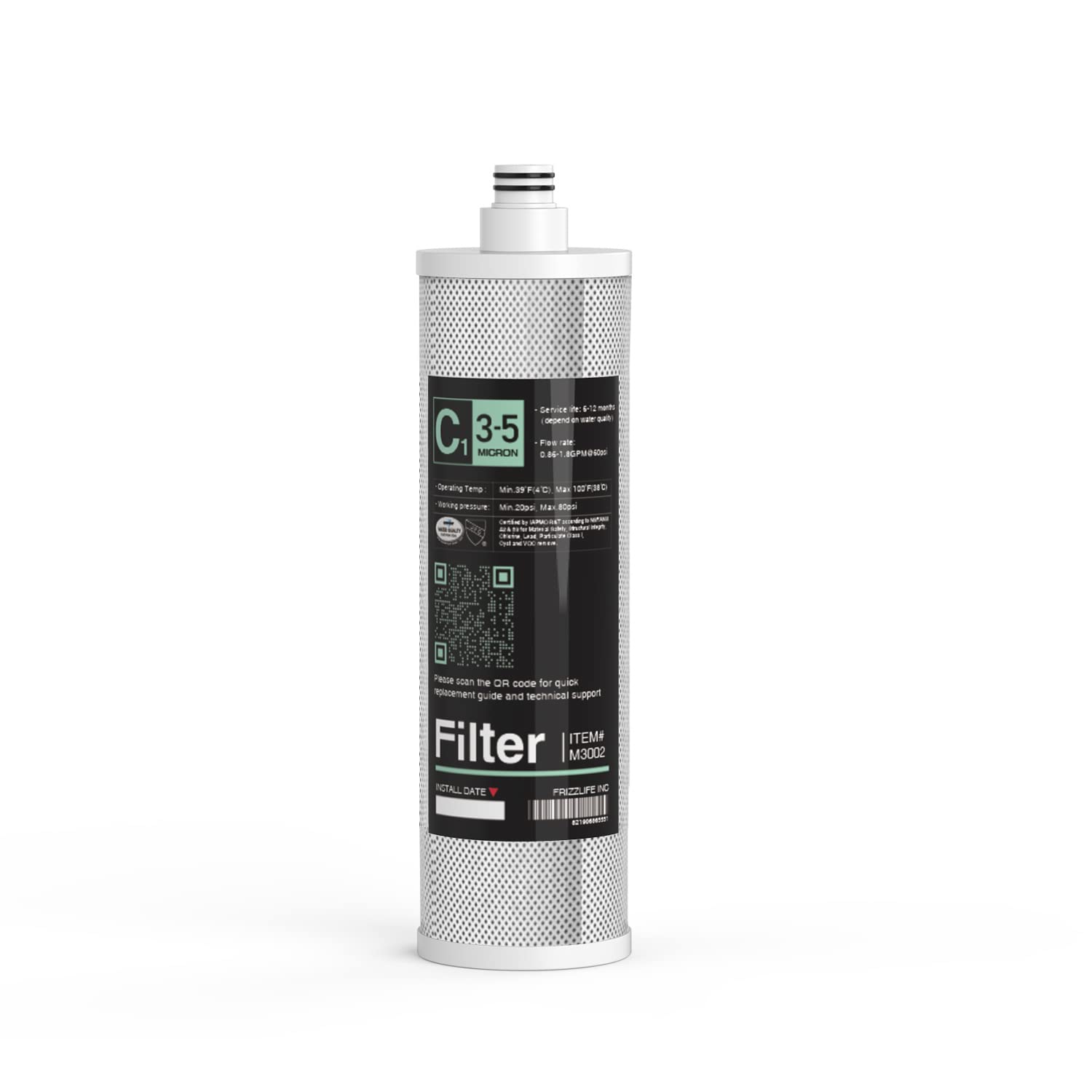 FRIZZLIFE M3002 Replacement Filter Cartridge (C1) - Carbon Block Filter Cartridge - 2nd Stage For SK99, SP99, SK99 NEW and SP99 NEW Water Filter System
