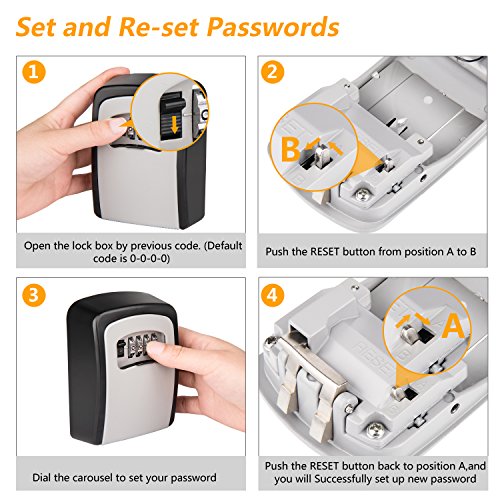 Key Storage Lock Box Victostar 4 Digit Combination Wall Mounted lockbox Key Safe Security Storage Case Organizer Resettable Code - Thumbnail 5