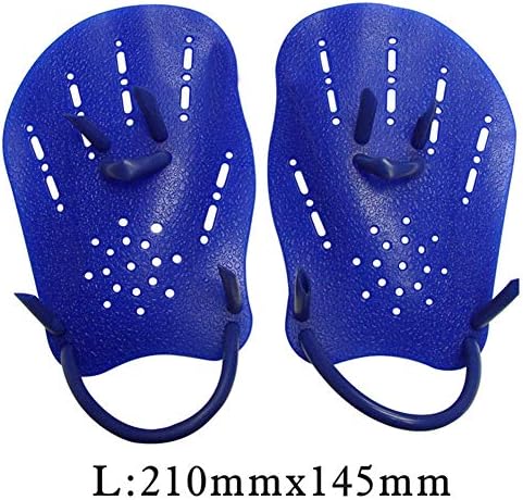 Brave669 1 Pair Swimming Strokes Paddles Training Adjustable Hand Webbed Gloves Pedal&Swimming Gloves Swimming Hand Paddles Training Swimming Gloves,Fingerless Webbed Water Resistance Blue L