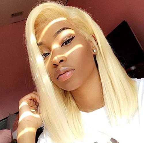 Lace Front Wigs Straight Human Hair Wigs Pure 613# 150% Density With Baby Hair 100% Brazilian Remy Human Hair (22inch, Full Lace Wig)