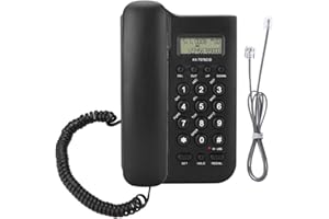 Landline Phone, Black/White Wired Desktop Wall Phone, Telephone for Home Hotel Office(Black)