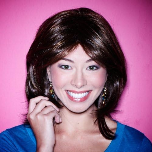 Brown Du Wig Frosted w/ Auburn Highlights - High Quality Kanekalon Synthetic Wigs for Women, Medium Brunette Style, Hair Loss Replacement, Like Human Hair