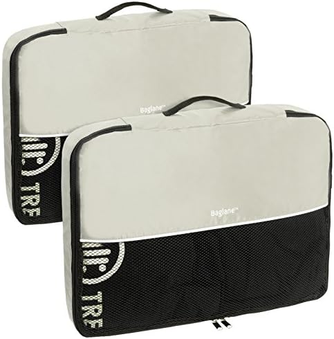 Baglane Packing Cube Bags - Nylon Travel Luggage - 2pc Set (Grey, L)