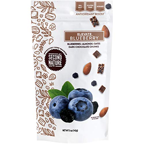 Second Nature Elevate Blueberry Trail Mix - Healthy Nuts Snacks Blend- 5 oz Resealable Pouch (Pack of 6), 5 Ounce (Pack…