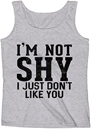 Mad Over Shirts I'm Not Shy I Just Don't Like You Lover Hater Meme X-Large Grey Unisex Premium Tank Top