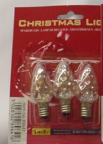 3 E10 Screw in Tulip Spare Bulbs 2.4v 0.48w 0.2a Clear