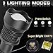 MODOAO Powerful LED Tactical Flashlight CREE XHP70 USB Rechargeable Super Bright Waterproof Zoomable Torch (battery included) 1500-2000 High Lumens 3 light modes for Camping, Hiking, Emergency