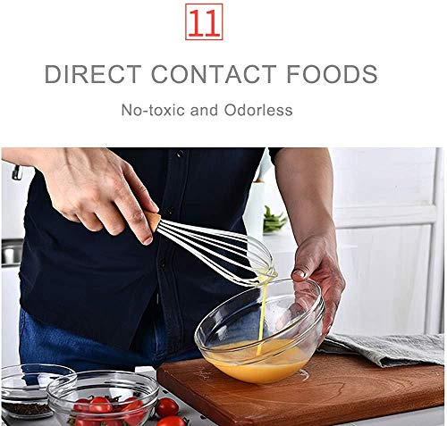 Silicone Cooking Utensils Set by EVULAN – 12 Pieces Natural Wooden Handles Kitchen Cooking Tools with Spatulas for Non Stick Cookware – Silicone Kitchen Utensil Set and Heat Resistant Spatulas