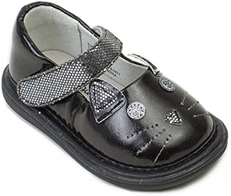 Wee Squeak Kitty Cat Black Mary Jane Infant Toddler Kids Squeaky Shoe