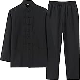 WaiYeeHei Mens Cotton Linen Blend Chinese Kung Fu Suit Martial Arts Wing Chun Uniform Shirt Pants Set Tang Costume