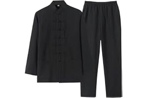 WaiYeeHei Men's Cotton Linen Blend Chinese Kung Fu Suit Martial Arts Wing Chun Uniform Shirt Pants Set Tang Costume Vintage