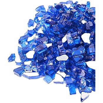 GASPRO 10-Pound Fire Glass - 1/2 Inch Reflective Tempered Fireglass with Fireplace Glass and Fire Pit Glass, Cobalt Blue Reflective