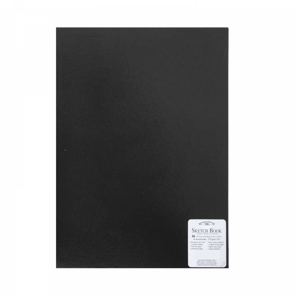 6677235 W and N - Hardback Black Bound Sketchbook, 170 g A6