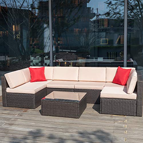 Devoko 7 Pieces Outdoor Sectional Sofa AllWeather Patio Furniture Sets