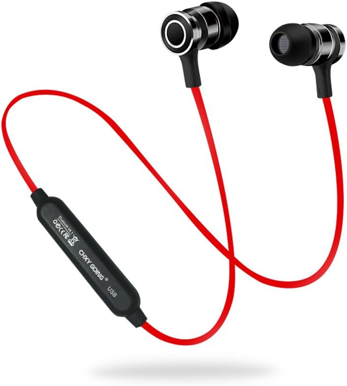 CHXYGOING Bluetooth Headphones, 4.1 AptX In-ear Headphones, Wireless Sports Magnetic Headset Stand-by 100 Hours, Sweatproof, CVC 6.0 Noise Cancelling Mic Suitable for iOS, Android (Red)