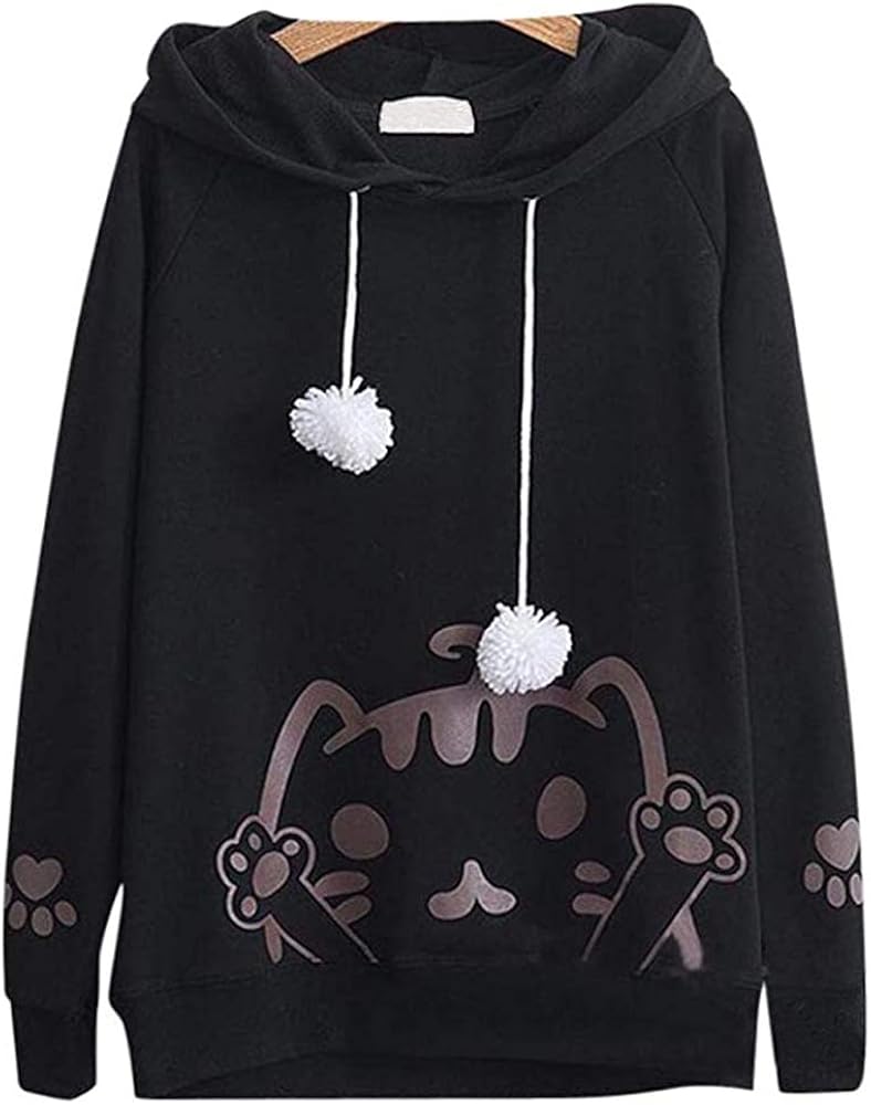 CRB Fashion Cosplay Anime Bunny Emo Girls Cat Bear Ears Emo Bear Top Shirt Pullover Sweater Hoodie (Styl #2): Clothing