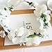 SIZSNM Flower Crown Floral Headband Headpiece Wreath Girls Womens Artificial White Silk Roses Wedding Bridal Kids Toddler Boho