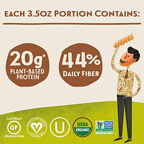 Tolerant Organic Gluten Free Chickpea Rotini Pasta, One 8 Ounce Box, Plant Based Protein, Vegan Pasta, Single Ingredient Protein Pasta, Whole Food, Clean Pasta, Low Glycemic Index Pasta