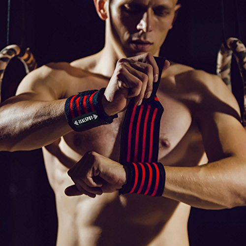 Wrist Wraps (2 Pairs) With Thumb Loop for Weight lifting, CrossFit
