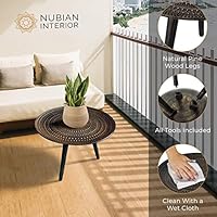 Nubian Interior Stylish Boho Round Side Table Gold Small Coffee Table Home Decor Furniture Wooden End Table For Living Room Bedroom Office Balcony Easy Assembly Amazon Com Au Kitchen