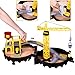 Wheel Track Station Mini Tower Crane Learning Education Zone Construction Site Playset with Diecast Truck Packed In a Tire Shape Travel Case Great for Indoor and Outdoor Activities