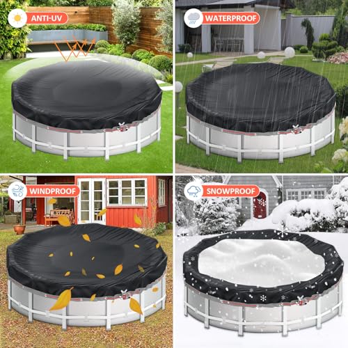 Aipwerer Round Pool Cover for Swimming Pools 244-305 cm | Swimming Pool Cover Diameter 310 cm | Tear Resistant | Protective Cover for Intex & Bestway Swimming Pools