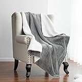 Sherpa Throw Blanket Lt Grey 50x60 Reversible Fuzzy Microfiber All Season Blanket for Bed or Couch by Bedsure