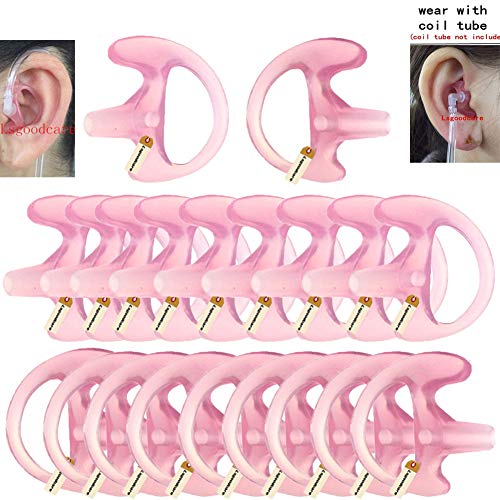 Replacement Earmold Earbud (Left and Right Ear) for Two Way Radio Acoustic Coil Tube Earpiece - Insert Earmould Ear Buds Ear Mold Pink Small, Soft Silicone Ear Pieces, 10 Pairs, Lsgoodcare