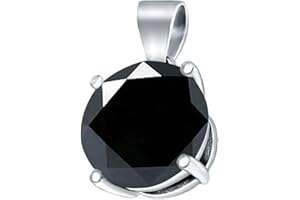 Blue Apple Co. Simulated Cubic Zirconia Round Charm Pendant 925 Sterling Silver (10mm)