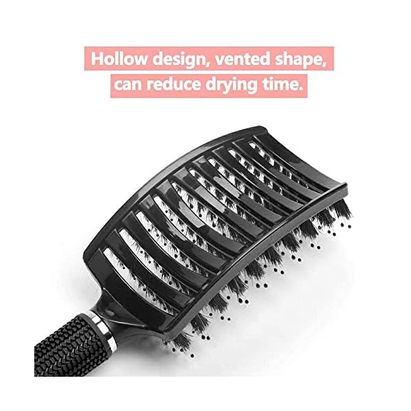 Bargainbuys-Boar-Bristle-Curved-Vent-Brush-and-Detangler-Professional-Styling-Hair-Brush-for-Men-WomenReducing-Hair-Breakage-and-FrizzySuitable-for-All-Hair-TypesUnisex-Black FIXHAIR Natural Boar Bristles Hair Brush for Men,Women,Teenage Girls,Detangling Hairbrush For Extensions,Reduce Breakage…