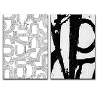 2 Panels Canvas Wall Art Black and White Canvas Prints Home Artwork Decoration for Living Room,Bedroom - 16
