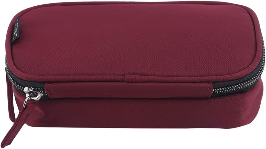 Amazon Co Jp Luxwell 化粧バッグ 仕切り 化粧ポーチ ブラシ入れ付き ミラー付き コスメポーチ 機能的 二層あり 粧品収納 旅行 持ち運び 携帯用 バーガンディトランペット シューズ バッグ