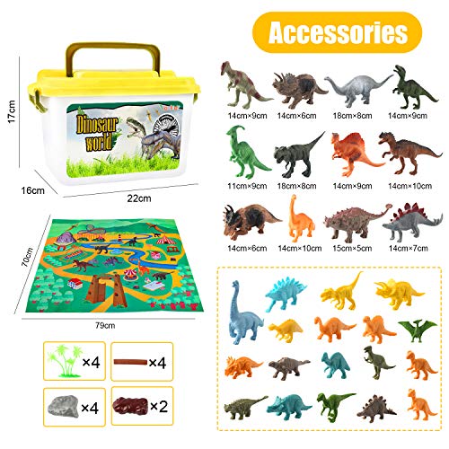 Dinosaurier Spielzeug Set, Realistische Dinosaurier Figur mit Pflanze Karte Schachtel Party Dekoration Modell Geschenke… – Bild 6