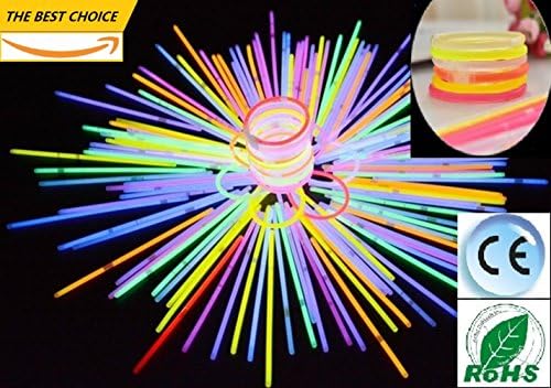 Glow Sticks, 8“ 100 Light up Toys Glow Sticks Mixed Colors for Party Favors Supplies - Makes Tons of Glow Necklaces and Glow Bracelets