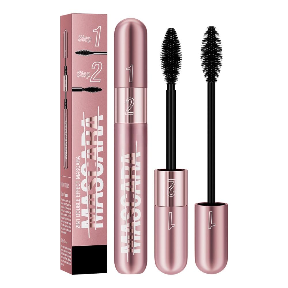 Natural Prime Lash Mascara, Waterproof Brown Volume Mascara, 4D Silk Fiber Mascara Black for Women, Extra Long & Thick, No Clumps, Long-Lasting Formula
