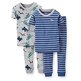 Carters 4-Piece Snug Fit Cotton PJs Blue Dino Stripe