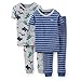 Carters 4-Piece Snug Fit Cotton PJs Blue Dino Stripe